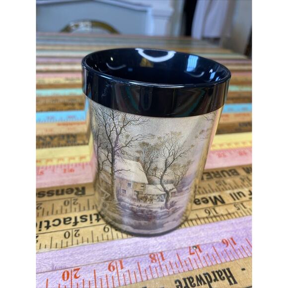 2 Vintage 80s Thermo-Serv Coffee Mugs made in USA Cabin Mill Print Currier Ives - Picture 4 of 11